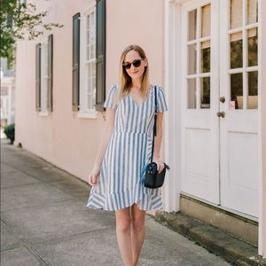 J. Crew Blue Striped Wrap Dress